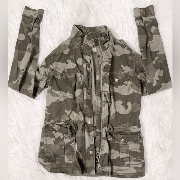 Mudd ☀️ Camo Green 100% Cotton Lightweight Zip Up Utility Jacket - Picture 1 of 1
